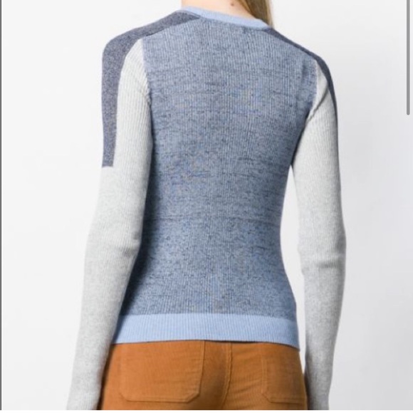 Rag & Bone New “The Crew Color Block” Sweater Blue Mix Cotton Blend NWT X Small - Picture 4 of 8